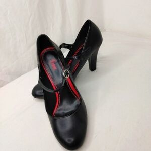 Fioni Mary Jane Shoes Pumps Heels Sz‎ 8 Black Patent Leather Buckle Closure